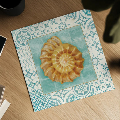 Shell Tiles I by Danhui Nai. Shown as a detailed flat fine art print, highlighting archival giclee quality. Available as an archival giclee rolled canvas, fine art paper, or poster print. SKU 13348a.