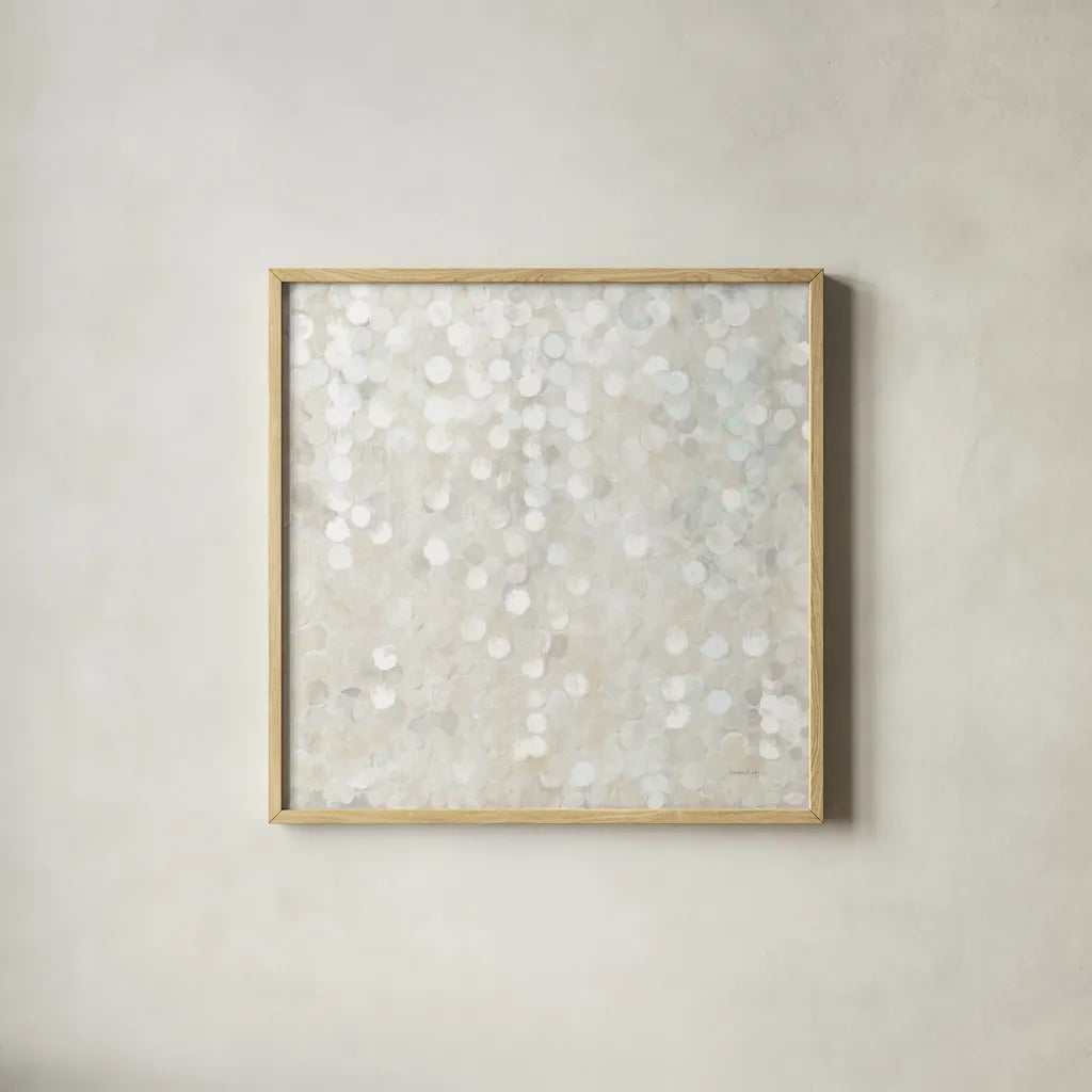 Shimmering Cascade by Danhui Nai. Shown in a natural wood glass frame for a timeless modern aesthetic. Available as an archival giclee rolled canvas, fine art paper, or poster print. SKU 92679a.
