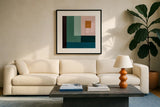 Shine On by Danhui Nai. Displayed in a glass frame with matte in a clean modern living room. Available as an archival giclee rolled canvas, fine art paper, or poster print. SKU 85840a.