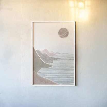 Shore Upon Shore by Danhui Nai. shown as a paper print in a white frame. Available as a archival giclee rolled canvas, fine art paper, or poster print. SKU 67232h.