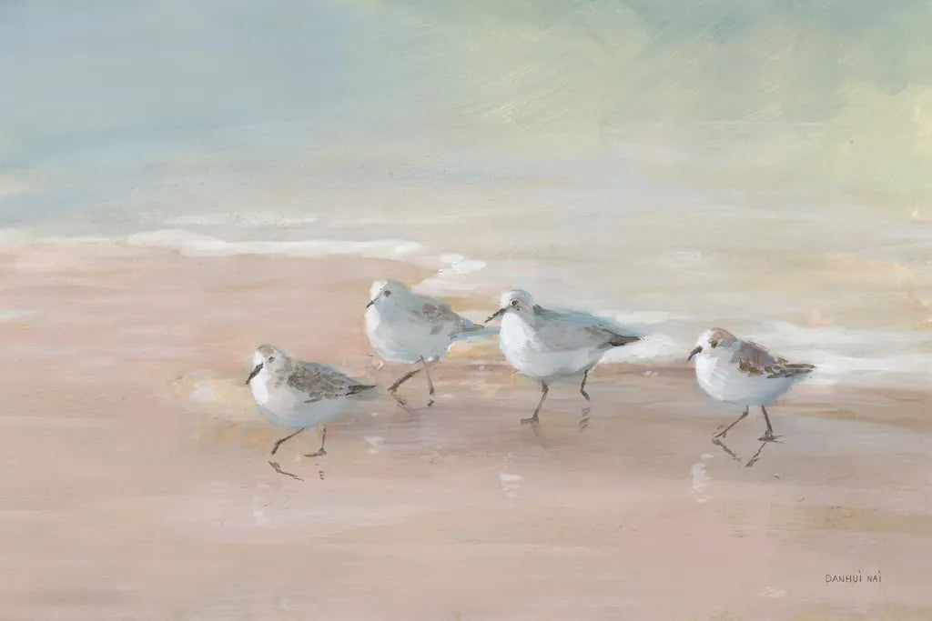 Shorebirds on the Sand I by Danhui Nai. SKU 81239i. Archival Giclee Fine art print for wall decor.