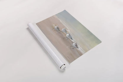 Shorebirds on the Sand I by Danhui Nai. shown as a rolled paper print. Available as archival giclee rolled canvas, fine art paper, or poster print. SKU 81239i.