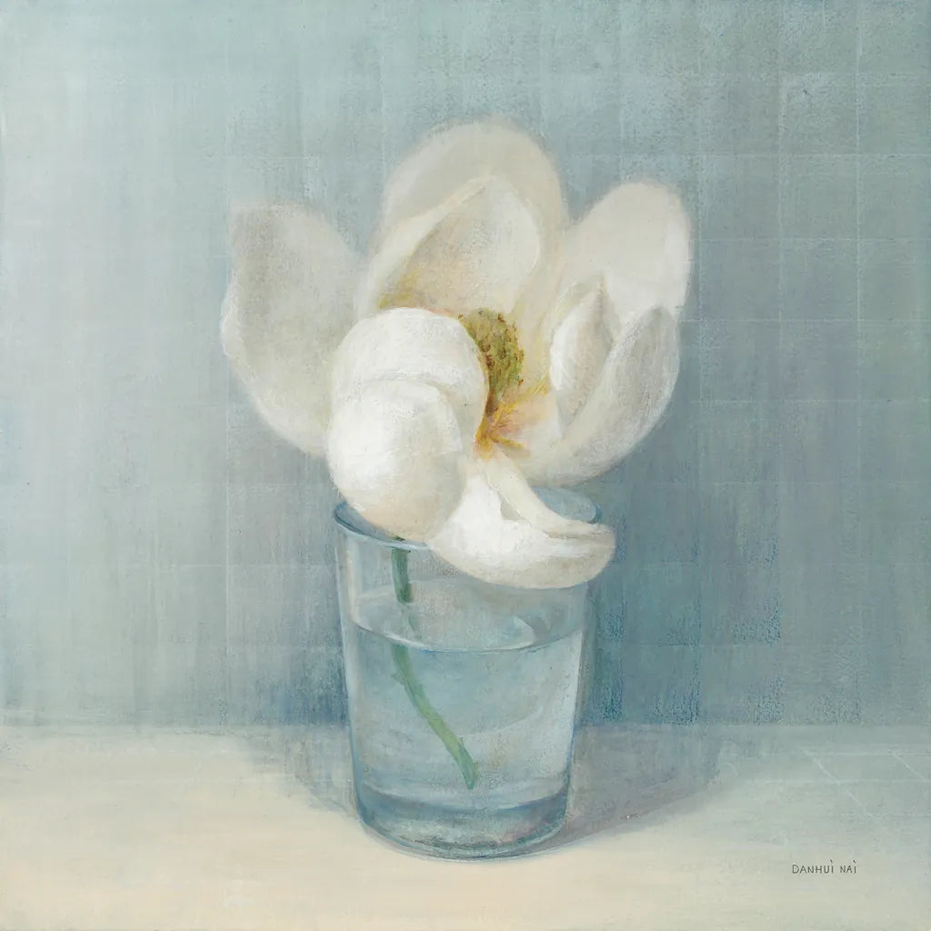 Single White Magnolia by Danhui Nai. SKU 5185a. Archival Giclee Fine art print for wall decor.