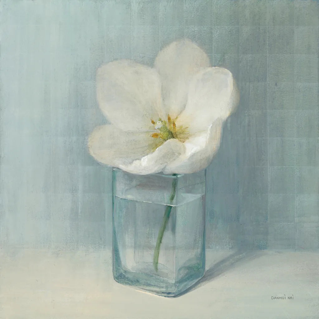Single White Tulip by Danhui Nai. SKU 5186a. Archival Giclee Fine art print for wall decor.