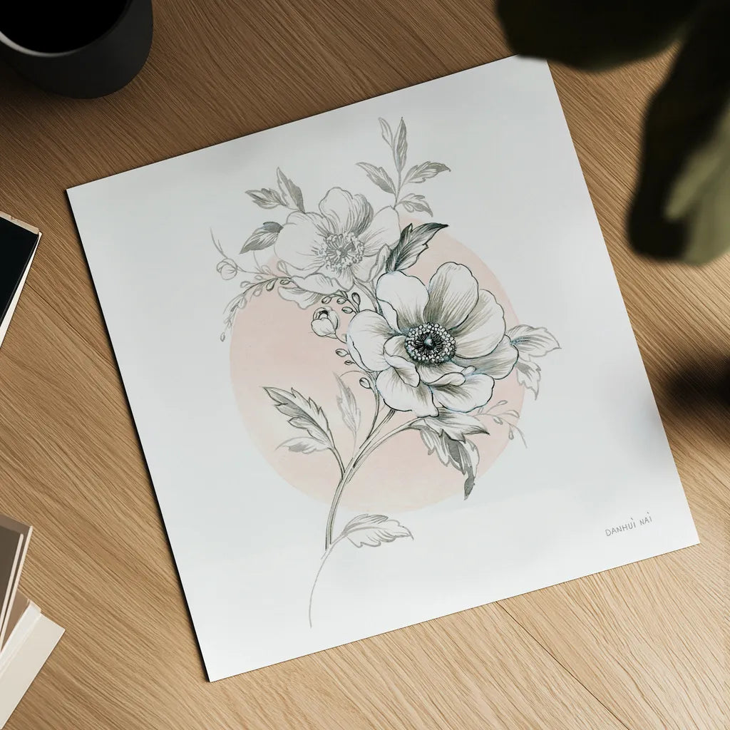 Sketchbook Garden I by Danhui Nai. Shown as a detailed flat fine art print, highlighting archival giclee quality. Available as an archival giclee rolled canvas, fine art paper, or poster print. SKU 41775a.