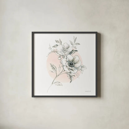 Sketchbook Garden I by Danhui Nai. Shown in a sleek black glass frame for a contemporary gallery look. Available as an archival giclee rolled canvas, fine art paper, or poster print. SKU 41775a.