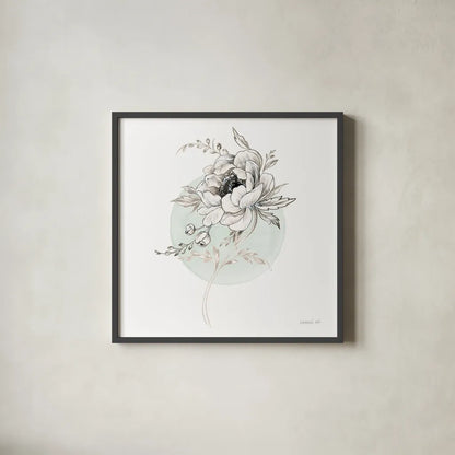 Sketchbook Garden II by Danhui Nai. Shown in a sleek black glass frame for a contemporary gallery look. Available as an archival giclee rolled canvas, fine art paper, or poster print. SKU 41776a.