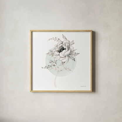 Sketchbook Garden II by Danhui Nai. Shown in a natural wood glass frame for a timeless modern aesthetic. Available as an archival giclee rolled canvas, fine art paper, or poster print. SKU 41776a.