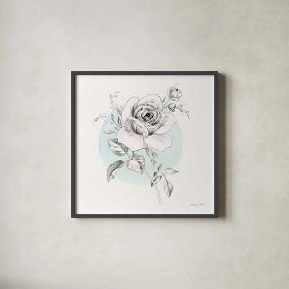 Sketchbook Garden III by Danhui Nai. Shown in a sleek black glass frame for a contemporary gallery look. Available as an archival giclee rolled canvas, fine art paper, or poster print. SKU 41777a.