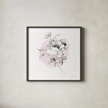 Sketchbook Garden IV by Danhui Nai. Shown in a sleek black glass frame for a contemporary gallery look. Available as an archival giclee rolled canvas, fine art paper, or poster print. SKU 41778a.