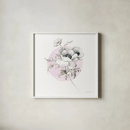 Sketchbook Garden IV by Danhui Nai. Shown in a crisp white glass frame for a clean and minimalist style. Available as an archival giclee rolled canvas, fine art paper, or poster print. SKU 41778a.