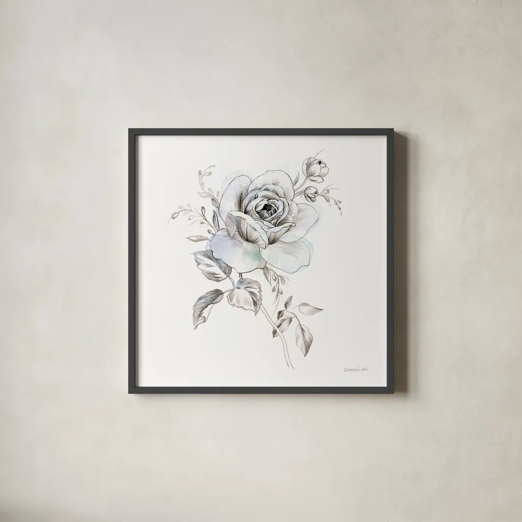Sketchbook Garden IX by Danhui Nai. Shown in a sleek black glass frame for a contemporary gallery look. Available as an archival giclee rolled canvas, fine art paper, or poster print. SKU 41783a.