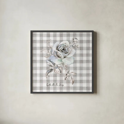 Sketchbook Garden IX Checker Together by Danhui Nai. Shown in a sleek black glass frame for a contemporary gallery look. Available as an archival giclee rolled canvas, fine art paper, or poster print. SKU 42611a.