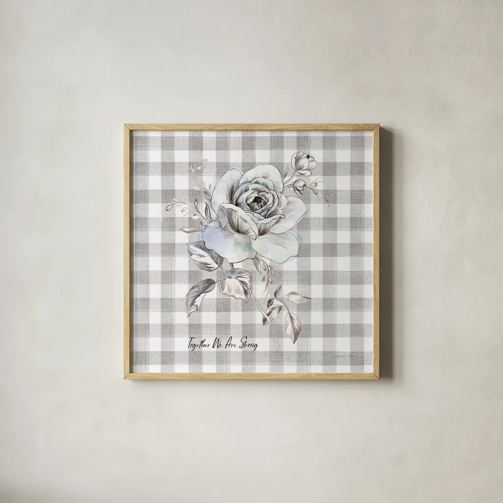 Sketchbook Garden IX Checker Together by Danhui Nai. Shown in a natural wood glass frame for a timeless modern aesthetic. Available as an archival giclee rolled canvas, fine art paper, or poster print. SKU 42611a.