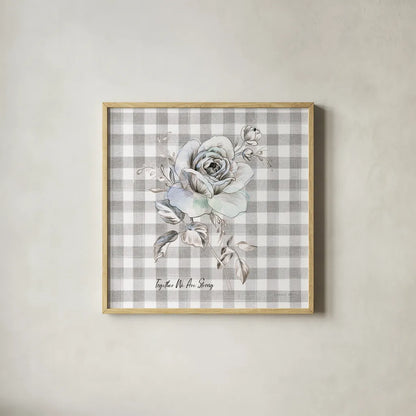 Sketchbook Garden IX Checker Together by Danhui Nai. Shown in a natural wood glass frame for a timeless modern aesthetic. Available as an archival giclee rolled canvas, fine art paper, or poster print. SKU 42611a.