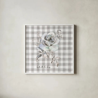Sketchbook Garden IX Checker Together by Danhui Nai. Shown in a crisp white glass frame for a clean and minimalist style. Available as an archival giclee rolled canvas, fine art paper, or poster print. SKU 42611a.