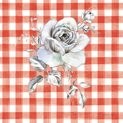 Sketchbook Garden IX Red Checker by Danhui Nai. SKU 42823a. Archival Giclee Fine art print for wall decor.