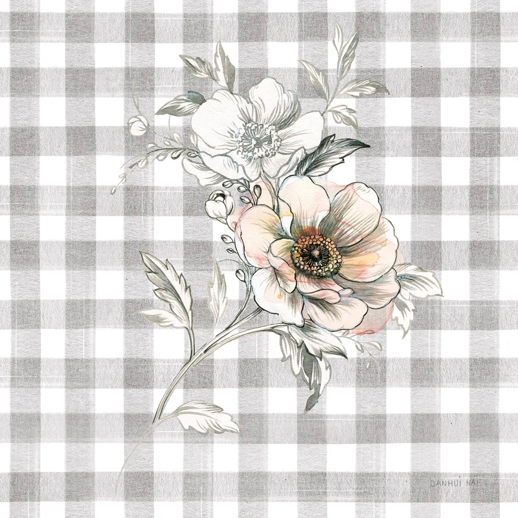 Sketchbook Garden VII Checker by Danhui Nai. SKU 42439a. Archival Giclee Fine art print for wall decor.