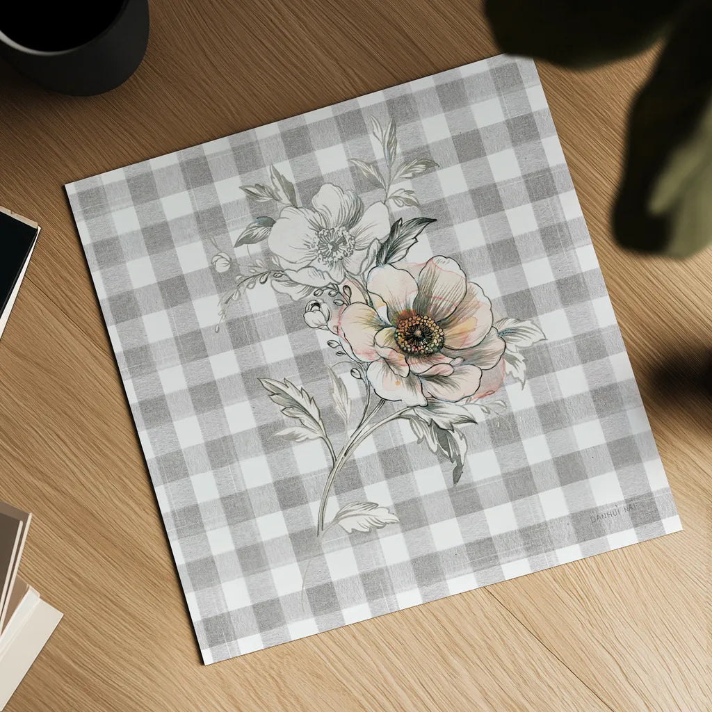 Sketchbook Garden VII Checker by Danhui Nai. Shown as a detailed flat fine art print, highlighting archival giclee quality. Available as an archival giclee rolled canvas, fine art paper, or poster print. SKU 42439a.