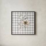 Sketchbook Garden VII Checker by Danhui Nai. Shown in a sleek black glass frame for a contemporary gallery look. Available as an archival giclee rolled canvas, fine art paper, or poster print. SKU 42439a.
