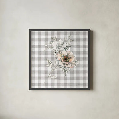 Sketchbook Garden VII Checker by Danhui Nai. Shown in a sleek black glass frame for a contemporary gallery look. Available as an archival giclee rolled canvas, fine art paper, or poster print. SKU 42439a.