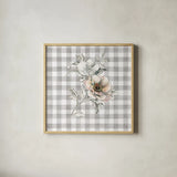 Sketchbook Garden VII Checker by Danhui Nai. Shown in a natural wood glass frame for a timeless modern aesthetic. Available as an archival giclee rolled canvas, fine art paper, or poster print. SKU 42439a.
