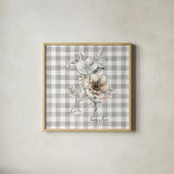 Sketchbook Garden VII Checker Family by Danhui Nai. Shown in a natural wood glass frame for a timeless modern aesthetic. Available as an archival giclee rolled canvas, fine art paper, or poster print. SKU 42609a.