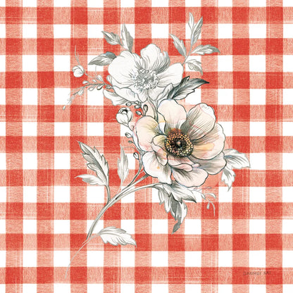 Sketchbook Garden VII Red Checker by Danhui Nai. SKU 42821a. Archival Giclee Fine art print for wall decor.