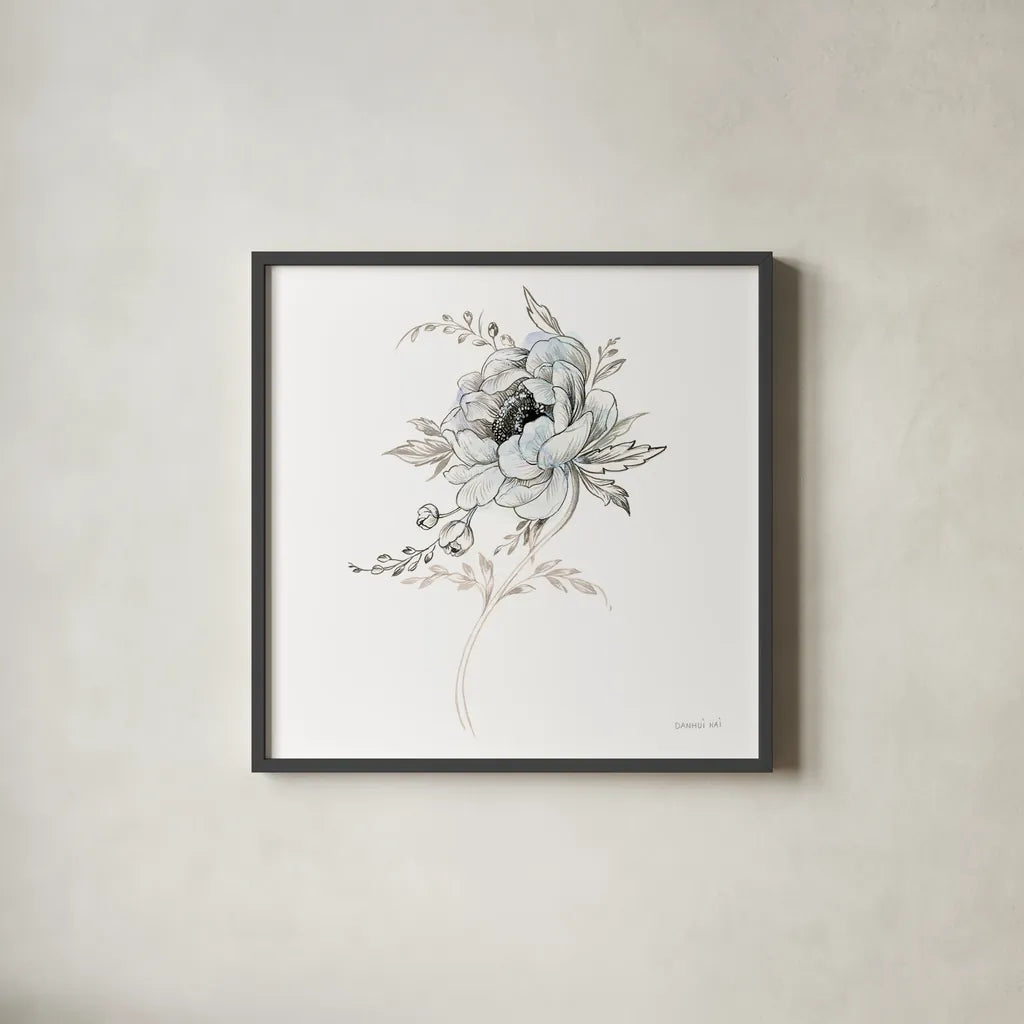 Sketchbook Garden VIII by Danhui Nai. Shown in a sleek black glass frame for a contemporary gallery look. Available as an archival giclee rolled canvas, fine art paper, or poster print. SKU 41782a.
