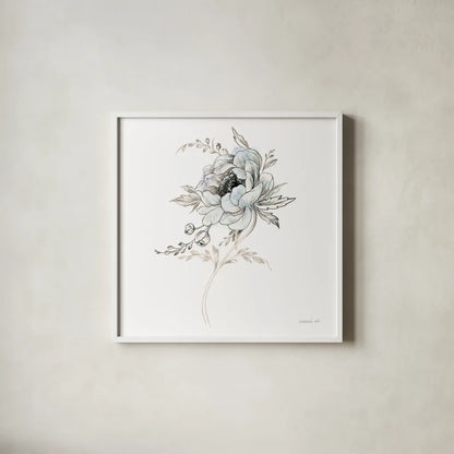 Sketchbook Garden VIII by Danhui Nai. Shown in a crisp white glass frame for a clean and minimalist style. Available as an archival giclee rolled canvas, fine art paper, or poster print. SKU 41782a.
