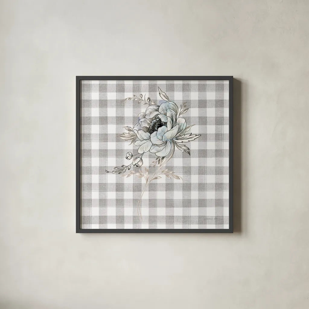 Sketchbook Garden VIII Checker by Danhui Nai. Shown in a sleek black glass frame for a contemporary gallery look. Available as an archival giclee rolled canvas, fine art paper, or poster print. SKU 42440a.