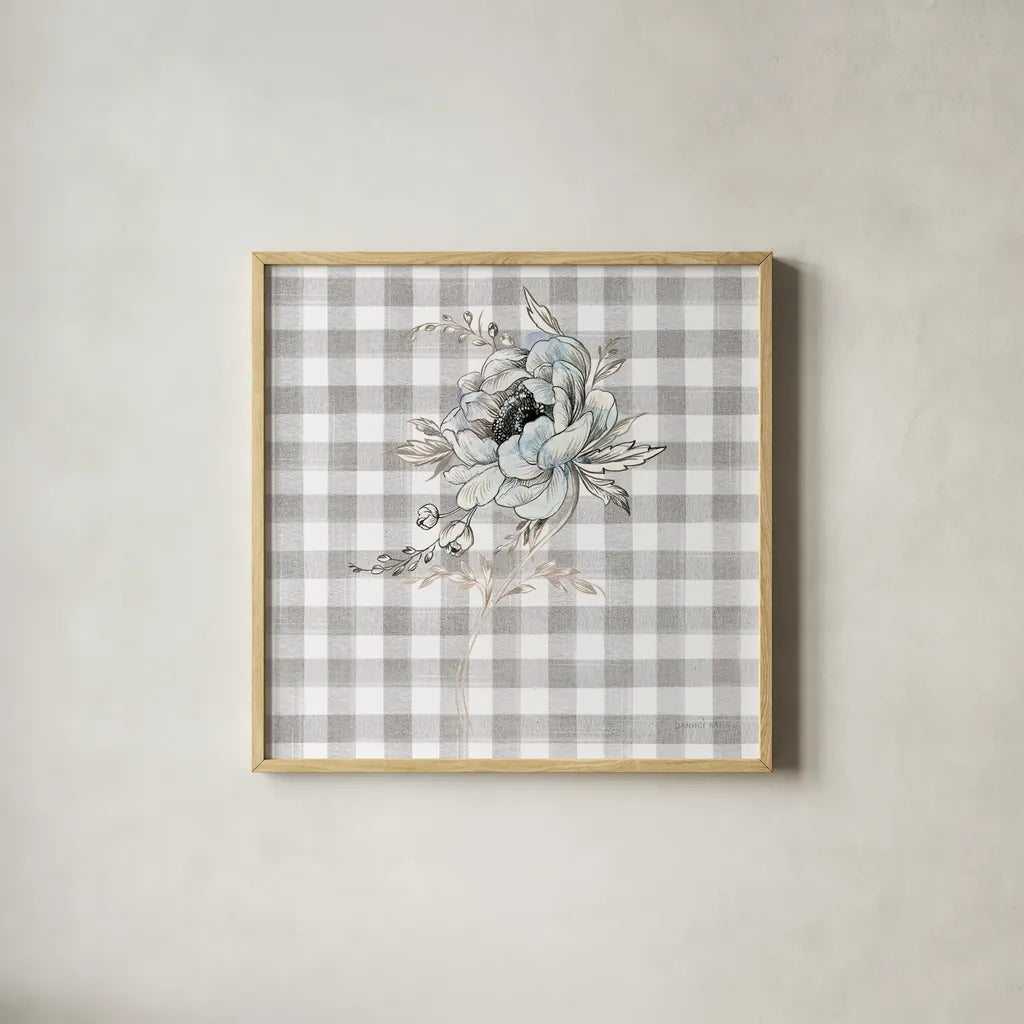 Sketchbook Garden VIII Checker by Danhui Nai. Shown in a natural wood glass frame for a timeless modern aesthetic. Available as an archival giclee rolled canvas, fine art paper, or poster print. SKU 42440a.