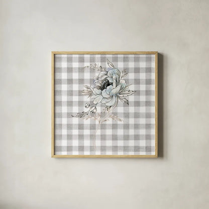 Sketchbook Garden VIII Checker by Danhui Nai. Shown in a natural wood glass frame for a timeless modern aesthetic. Available as an archival giclee rolled canvas, fine art paper, or poster print. SKU 42440a.