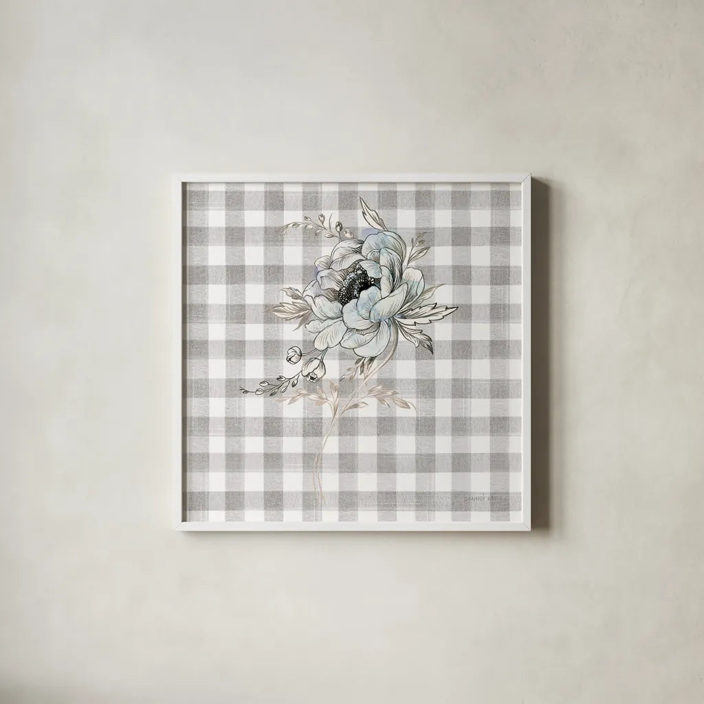Sketchbook Garden VIII Checker by Danhui Nai. Shown in a crisp white glass frame for a clean and minimalist style. Available as an archival giclee rolled canvas, fine art paper, or poster print. SKU 42440a.