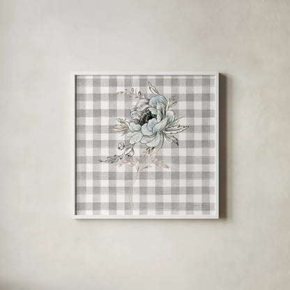 Sketchbook Garden VIII Checker by Danhui Nai. Shown in a crisp white glass frame for a clean and minimalist style. Available as an archival giclee rolled canvas, fine art paper, or poster print. SKU 42440a.