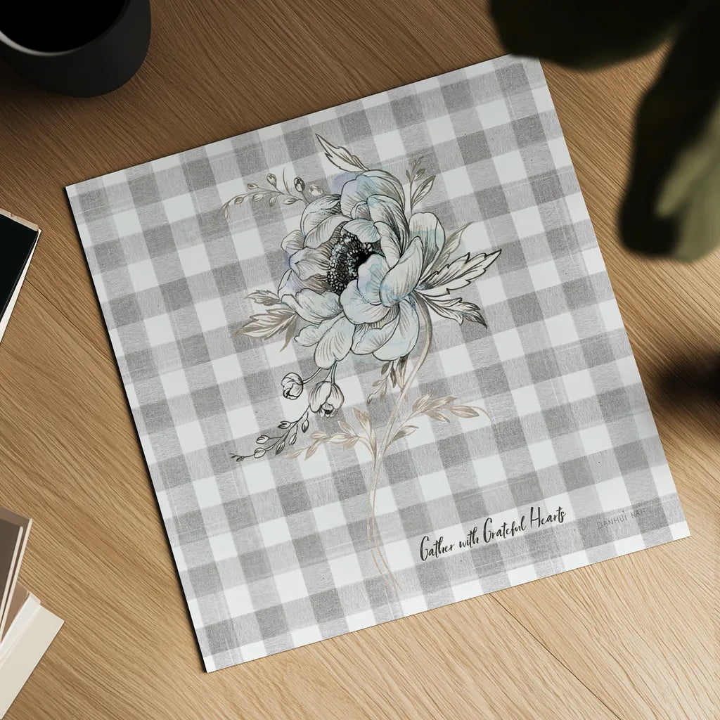 Sketchbook Garden VIII Checker Gather by Danhui Nai. Shown as a detailed flat fine art print, highlighting archival giclee quality. Available as an archival giclee rolled canvas, fine art paper, or poster print. SKU 42610a.