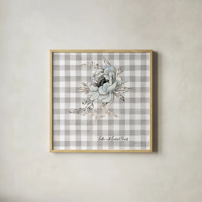 Sketchbook Garden VIII Checker Gather by Danhui Nai. Shown in a natural wood glass frame for a timeless modern aesthetic. Available as an archival giclee rolled canvas, fine art paper, or poster print. SKU 42610a.