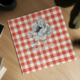 Sketchbook Garden VIII Red Checker by Danhui Nai. Shown as a detailed flat fine art print, highlighting archival giclee quality. Available as an archival giclee rolled canvas, fine art paper, or poster print. SKU 42822a.