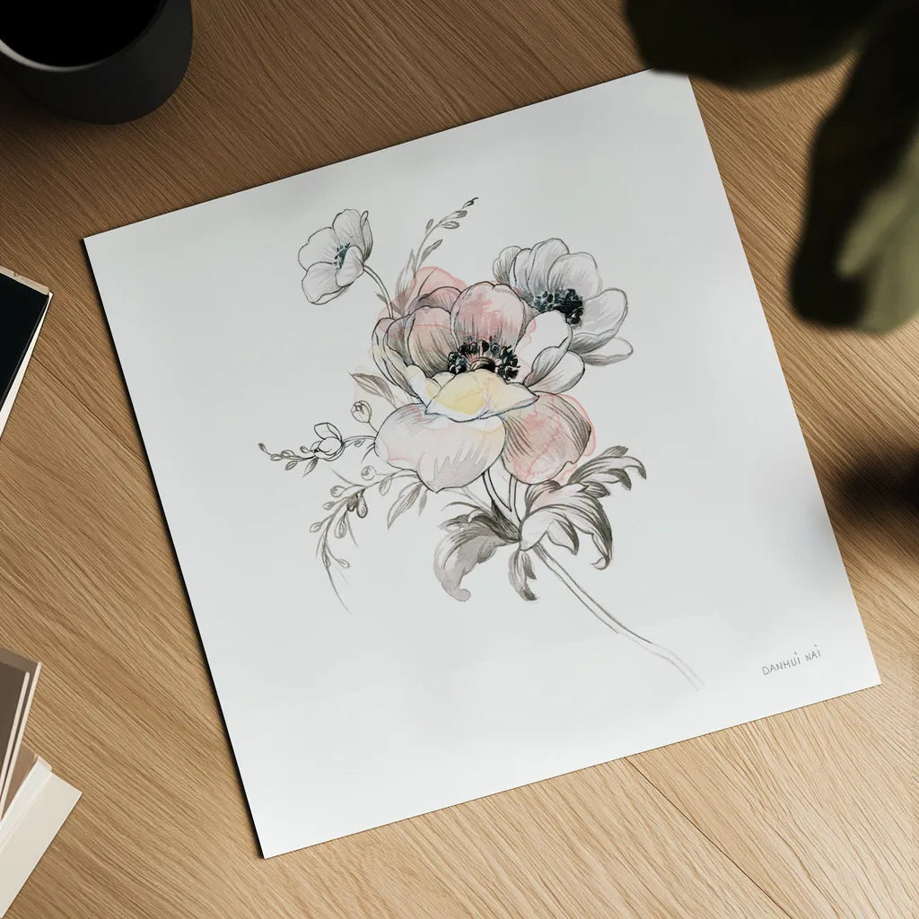 Sketchbook Garden X by Danhui Nai. Shown as a detailed flat fine art print, highlighting archival giclee quality. Available as an archival giclee rolled canvas, fine art paper, or poster print. SKU 41784a.