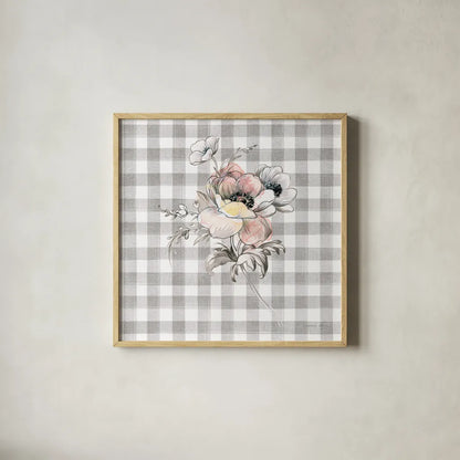 Sketchbook Garden X Checker by Danhui Nai. Shown in a natural wood glass frame for a timeless modern aesthetic. Available as an archival giclee rolled canvas, fine art paper, or poster print. SKU 42442a.