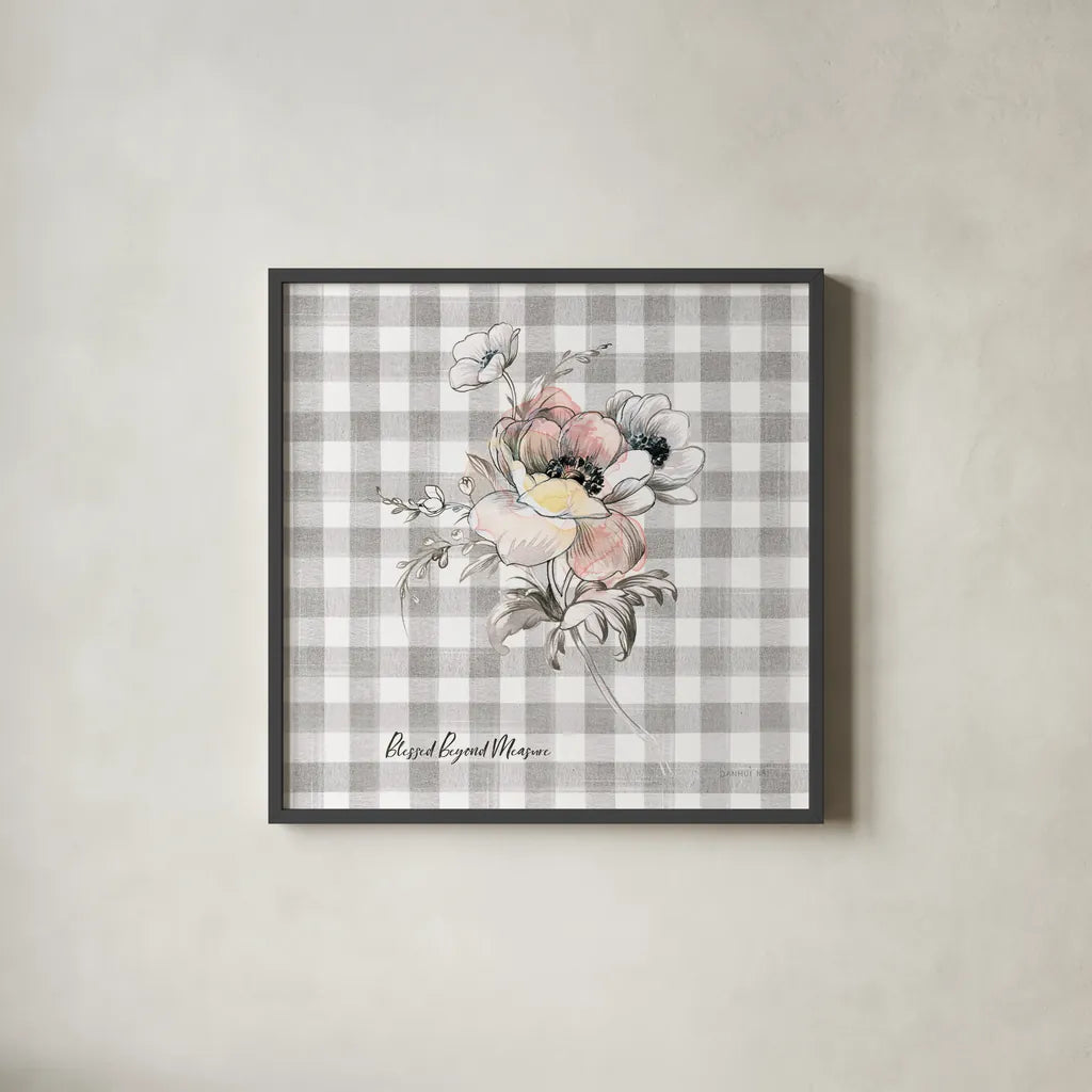 Sketchbook Garden X Checker Blessed by Danhui Nai. Shown in a sleek black glass frame for a contemporary gallery look. Available as an archival giclee rolled canvas, fine art paper, or poster print. SKU 42612a.