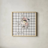 Sketchbook Garden X Checker Blessed by Danhui Nai. Shown in a natural wood glass frame for a timeless modern aesthetic. Available as an archival giclee rolled canvas, fine art paper, or poster print. SKU 42612a.