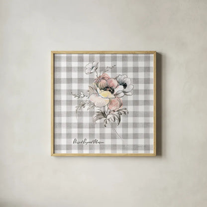 Sketchbook Garden X Checker Blessed by Danhui Nai. Shown in a natural wood glass frame for a timeless modern aesthetic. Available as an archival giclee rolled canvas, fine art paper, or poster print. SKU 42612a.