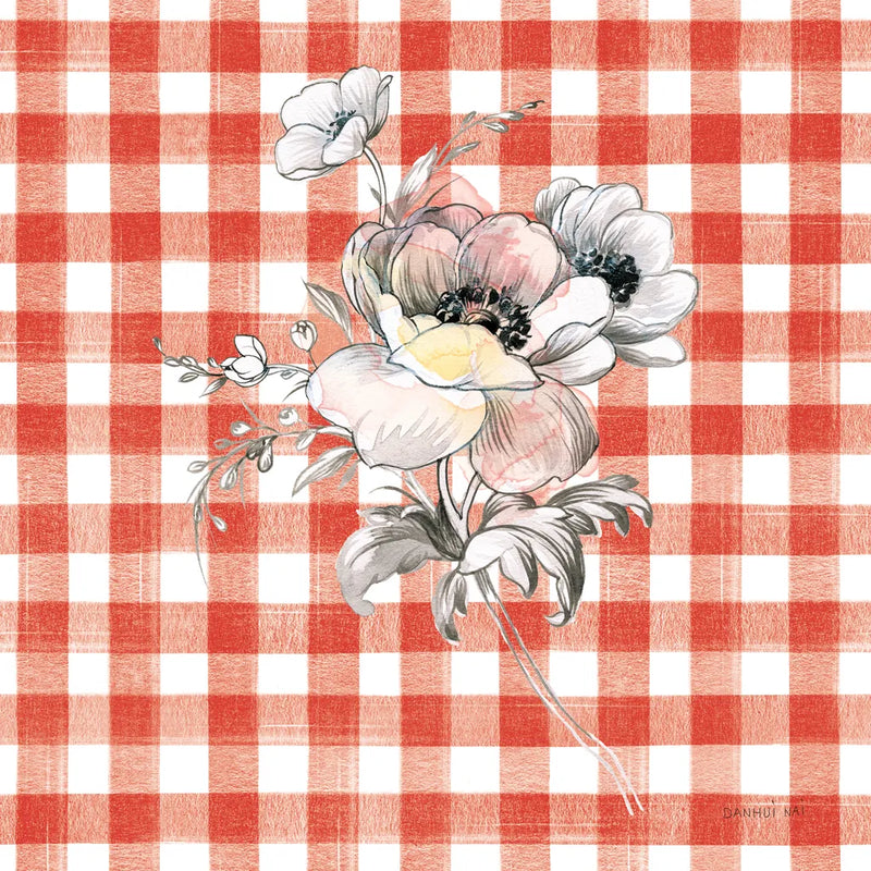 Sketchbook Garden X Red Checker by Danhui Nai. SKU 42824a. Archival Giclee Fine art print for wall decor.
