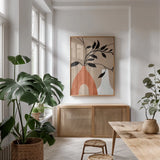 Slender Stems I Crop by Danhui Nai. shown as a print in a natural wood frame in a dining room. Available as a archival giclee rolled canvas, fine art paper, or poster print. SKU 79290h.
