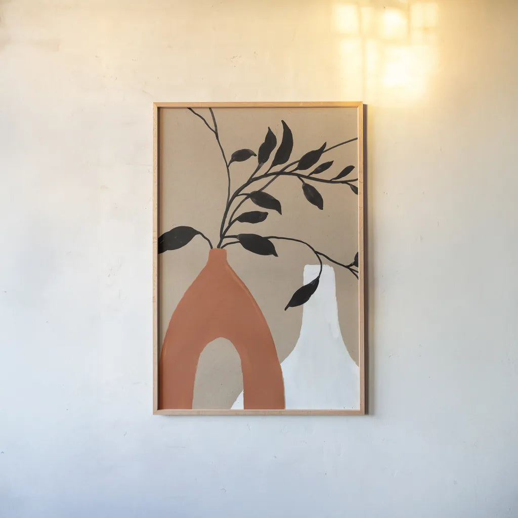 Slender Stems I Crop by Danhui Nai. shown as a paper print in a natural frame. Available as a archival giclee rolled canvas, fine art paper, or poster print. SKU 79290h.