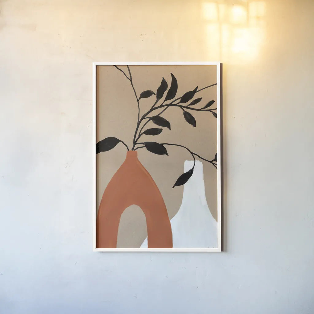 Slender Stems I Crop by Danhui Nai. shown as a paper print in a white frame. Available as a archival giclee rolled canvas, fine art paper, or poster print. SKU 79290h.