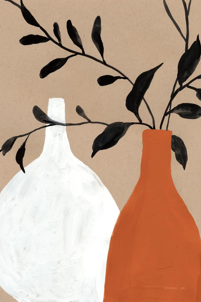 Slender Stems II Terracotta Crop by Danhui Nai. SKU 80192h. Archival Giclee Fine art print for wall decor.