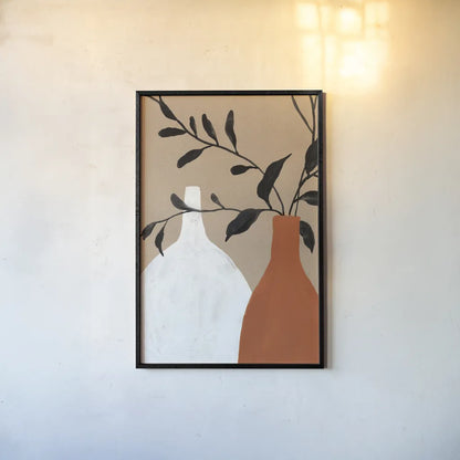 Slender Stems II Terracotta Crop by Danhui Nai. shown as a paper print in a black flame. Available as a archival giclee rolled canvas, fine art paper, or poster print. SKU 80192h.