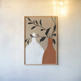 Slender Stems II Terracotta Crop by Danhui Nai. shown as a paper print in a natural frame. Available as a archival giclee rolled canvas, fine art paper, or poster print. SKU 80192h.